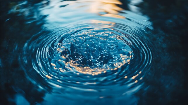 Water Ripple Effect on a Blue Surface / 青い水面の波紋効果