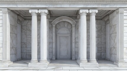 Obraz premium Ancient marble archway with columns and pillars. Classic Greek entrance gate made of stone. Realistic 3D illustration.