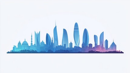 Obraz premium Azerbaijan’s Baku skyline silhouette design template, which is available for use in both graphics and illustrations.