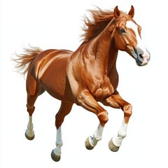 Obraz premium A horse isolated on a white background, cut out to emphasize its graceful form and strength, showcasing the beauty and elegance of the animal in a clean, minimalist style.