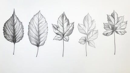 Obraz premium Beautiful and easy-to-understand sketches of forest leaves