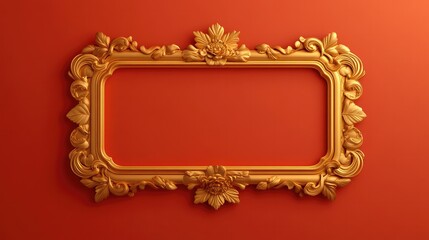 Golden banner on red background with Lunar New Year decorations