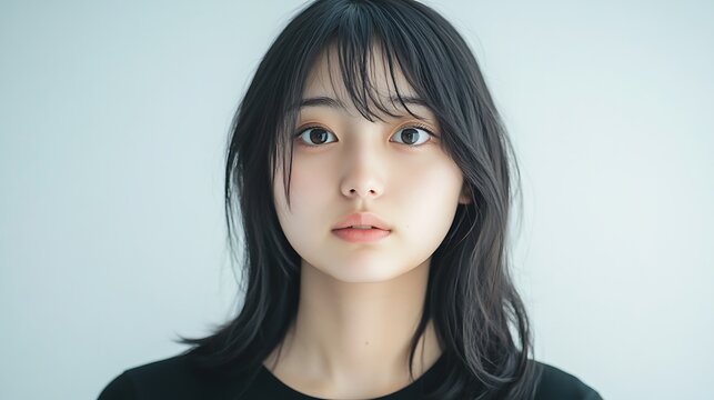 Portrait of a Pensive Young Japanese Woman / 考え込むような表情の若い日本人女性の肖像