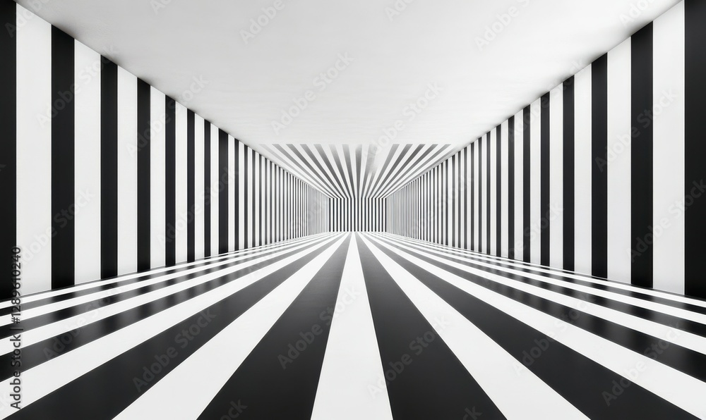 Poster high-contrast black and white stripes creating a modern abstract background with dynamic depth and m