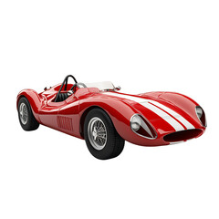 A Vintage Racing Car with a Sleek Red Body Isolated on Transparent Background