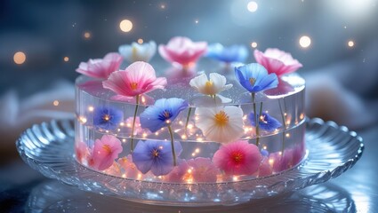 Frozen Blossoms: A Translucent Jelly Cake That Glows with Enchantment