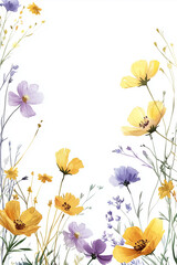 Wild Field Flowers Watercolor Illustration