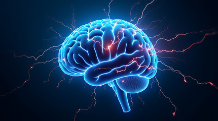 Digital Illustration of the Human Brain with Intricate Neural Activity