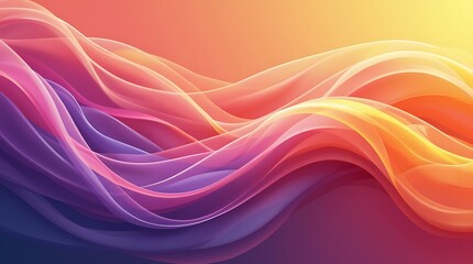 Abstract Wavy Curves in Purple and Orange 