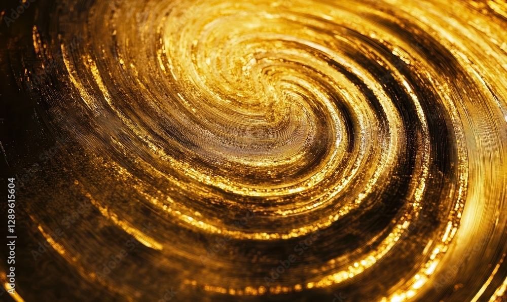 Poster luxurious abstract golden light trails swirling against a dark background illuminated by soft warm l