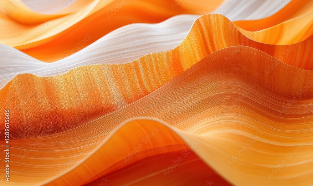 Poster dynamic abstract waves in shades of orange and white blending together seamlessly, creating a bold a
