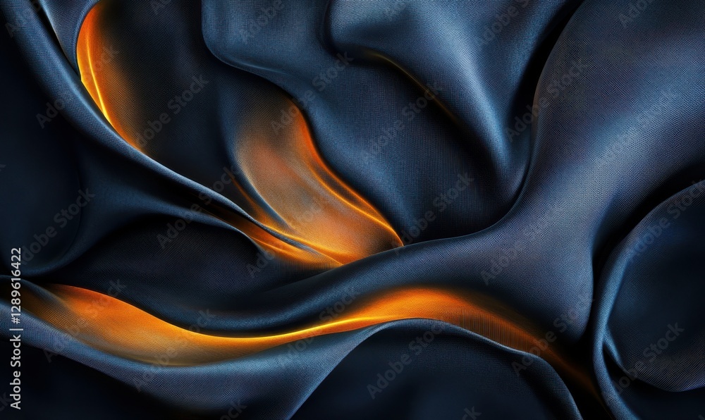 Poster elegant black fabric with soft flowing folds illuminated by subtle light, creating a luxurious and m