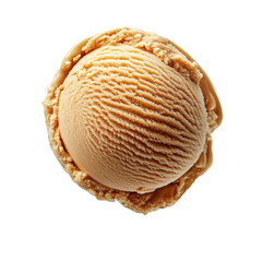 Fototapeta premium Extreme front view of a hyperrealistic single ball of cinnamon caramel ice cream levitating in mid-air isolated on a white transparent background 