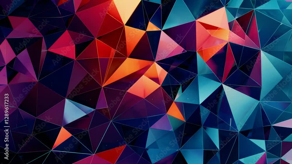 Aufkleber vibrant geometric abstract art with a low-angle view, showcasing colorful triangular patterns. ideal