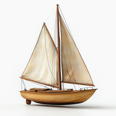 Obraz premium Old-Fashioned Toy Sailboat Children's Vintage Toy Isolated on White Background