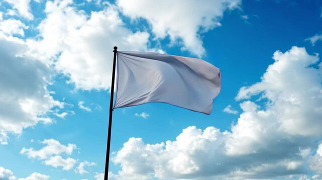 White Flag Flying Against Clear Blue Sky