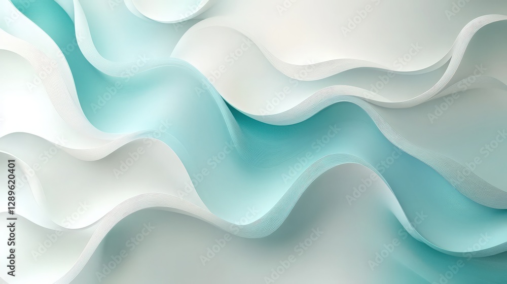 Poster elegant abstract background with flowing white and teal waves