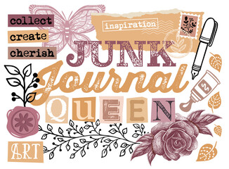 Junk Journal Königin Vintage Scrapbooking Zeitungsbuchstaben Collage