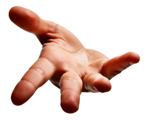 Open hand gesture, isolated on transparent background