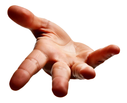 Open hand gesture, isolated on transparent background