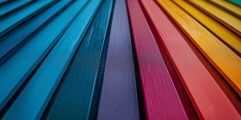 An array of colorful wooden planks meticulously arranged, creating a vibrant and artistic display.