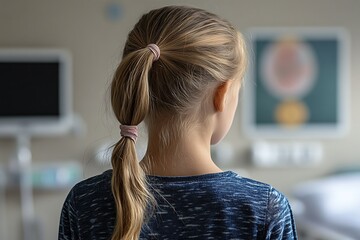 Blonde Girl Looking Away With Hair Tied In Ponytail