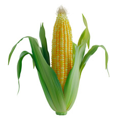 Fresh Corn on the Cob Isolated on Black Background Sweet Yellow Kernels Green Husks