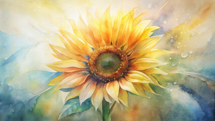 Sunflower in watercolor style with vibrant hues