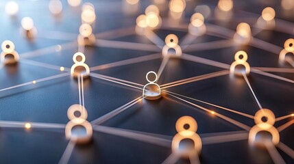 Business Get to know customers Digital network connection of user icons.