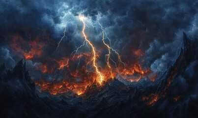 Fototapeta premium Volcanic Lightning Storm