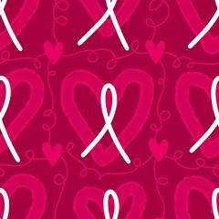 Breast cancer month seamless pink ribbon day mammogram pattern for wrapping paper and medical accessories