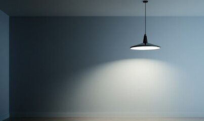 Simple and modern interior design with a soft light hanging fixture, symbolizing warmth, comfort, and minimalist elegance.