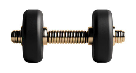 Black and gold dumbbell designed for strength training and fitness activities at home or gym