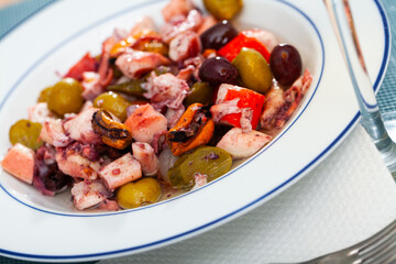 Salpicon seafood salad with shrimps and squid