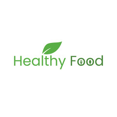 healthy food logo, leaf logo, spoon fork logo