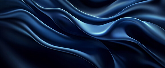 Obraz premium Abstract blue satin fabric with flowing, soft curves creating smooth waves and luxurious texture, symbolizing elegance and sophistication