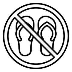 Illustration of No Sandals Sign Line Icon