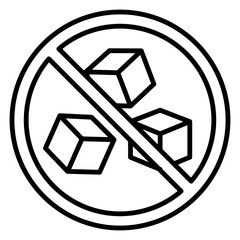 Illustration of No Sugar Sign Line Icon