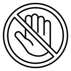 Illustration of No Touch Sign Line Icon