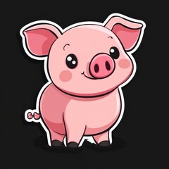 Adorable Pink Cartoon Piglet Illustration