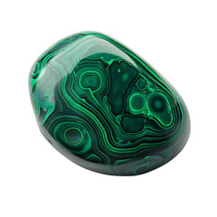 Malachite Stone Piece with Swirl Patterns Isolated on Transparent Background