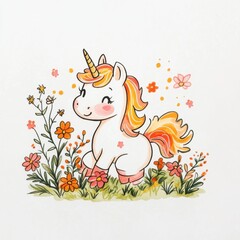 Obraz premium Beautiful unicorn character in Spring