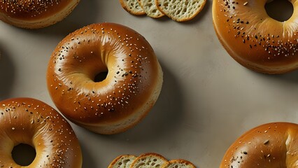 Classic plain bagels on white