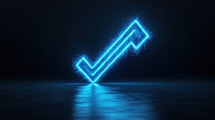 glowing blue check mark on a dark background