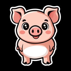 Fototapeta premium Cute Pink Cartoon Pig Illustration