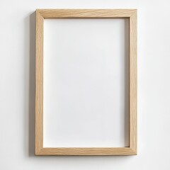 Obraz premium Empty Light Beige Wooden Frame on White Background