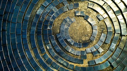 Fototapeta premium Aerial View of Spiral Solar Panel Array