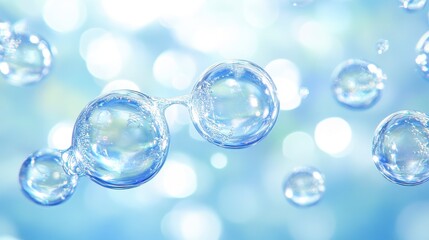 Floating Translucent Light Blue Bubbles Abstract Background