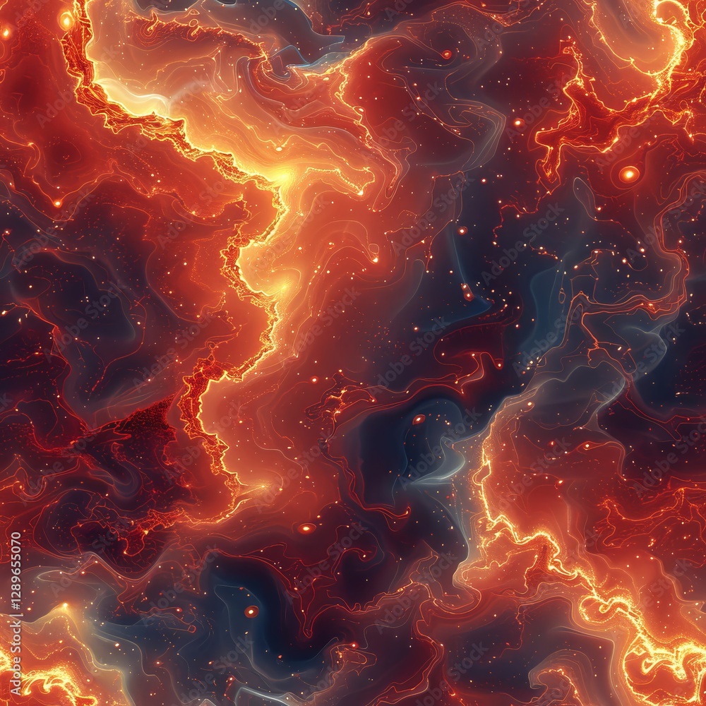 Aufkleber this seamless pattern showcases swirling flames and smoke with intense orange and red tones. the dyn