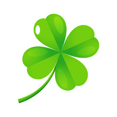 Fototapeta premium Vector lucky clover shamrock with four leaves for St. Patricks Day holiday isolated on white background. 